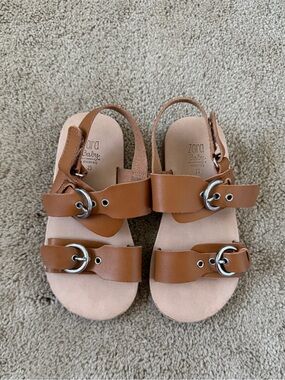 Zara Kids Brown Leather Double-Buckle Sandals